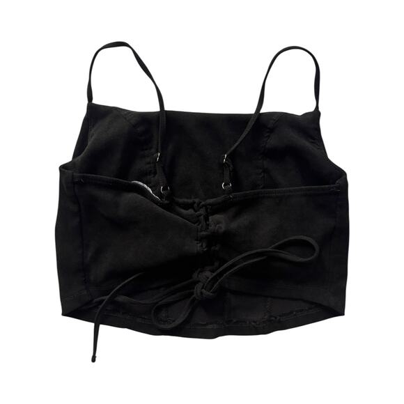 Unbranded lace‑up back corset cami crop top black y2k - Picture 2 of 4